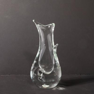 Licio Zanetti Mid Century Modern Sculptural Translucent Handblown Murano Vase by Licio Zanetti