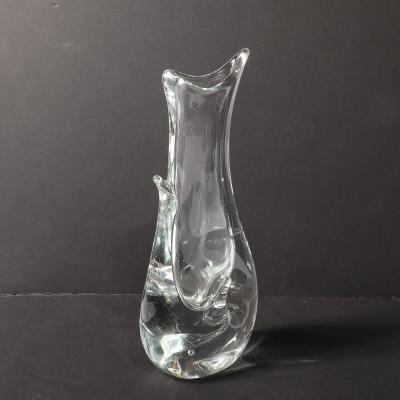 Licio Zanetti Mid Century Modern Sculptural Translucent Handblown Murano Vase by Licio Zanetti