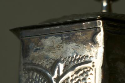 Lidded Box with Grape Decoration in Patinated Silver Plated Brass 19th Century