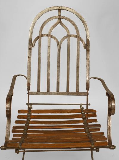 Lieh Stuhl Pair of Austrian Art Deco Steel Frame Folding Campaign Style Armchairs