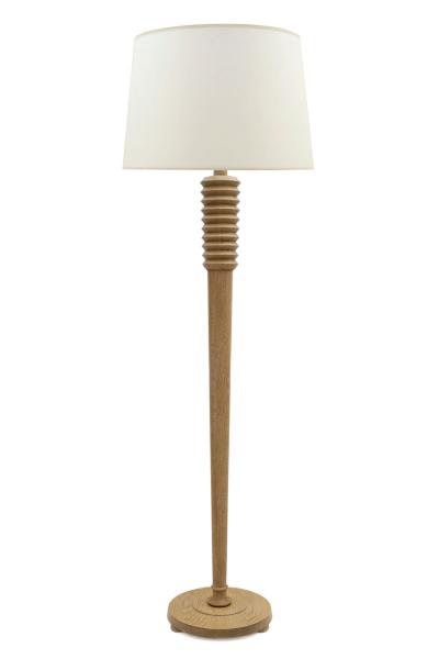 Light Oak Turned Wood Standing Lamp