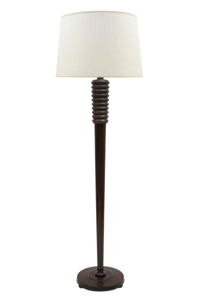 Light Oak Turned Wood Standing Lamp