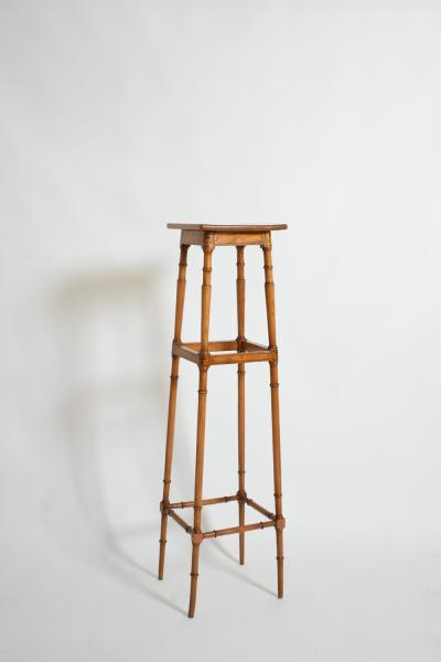 Light wood faux bamboo pedestal table 1900s 