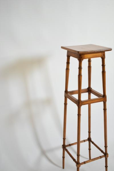 Light wood faux bamboo pedestal table 1900s 