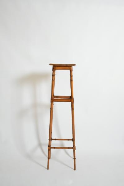 Light wood faux bamboo pedestal table 1900s 