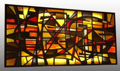 Lighting resin panel signed J C Bordreuil 1976