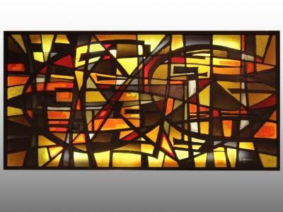 Lighting resin panel signed J C Bordreuil 1976