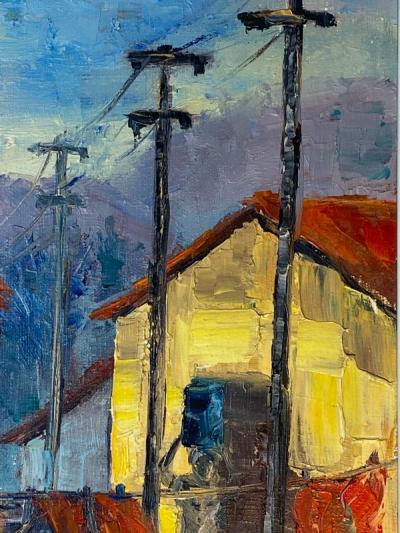 Ligia Spinelli MODERNIST VILLAGE SCENE PAINTING BY LIGIA SPINELLI