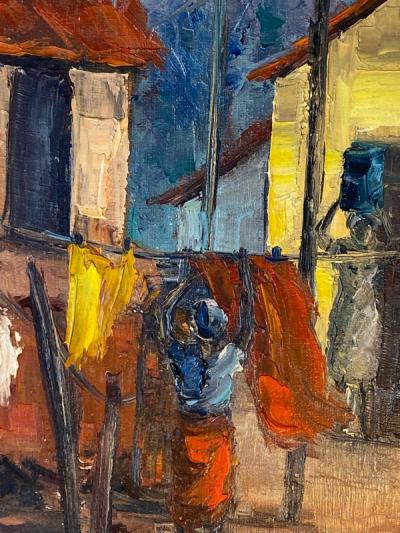 Ligia Spinelli MODERNIST VILLAGE SCENE PAINTING BY LIGIA SPINELLI