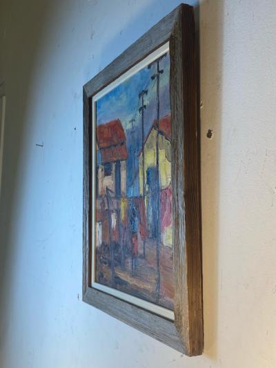 Ligia Spinelli MODERNIST VILLAGE SCENE PAINTING BY LIGIA SPINELLI