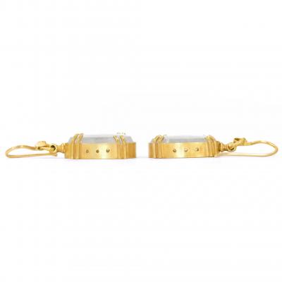 Lilly Fitzgerald Lilly Fitzgerald Collectors Rainbow Moonstone 22k Yellow Gold Handmade Earrings