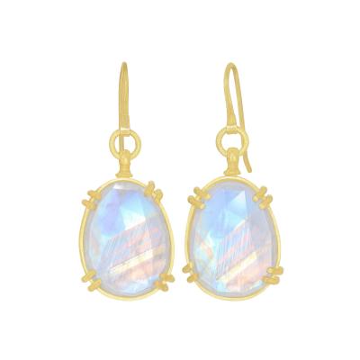 Lilly Fitzgerald Lilly Fitzgerald Collectors Rainbow Moonstone 22k Yellow Gold Handmade Earrings