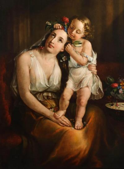 Lilly Martin Spencer American 1822 1902 A Portrait of a Mother and Child