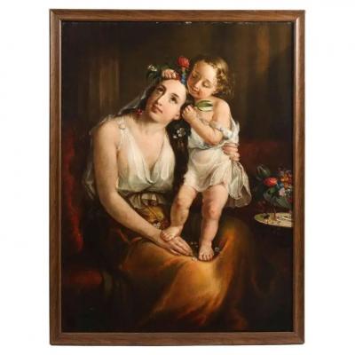Lilly Martin Spencer American 1822 1902 A Portrait of a Mother and Child