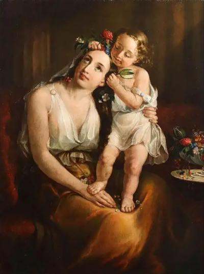 Lilly Martin Spencer American 1822 1902 A Portrait of a Mother and Child