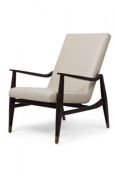 Lily Jack Set of 4 Contemporary American Beige Pebbled Leather Upholstered Armchairs