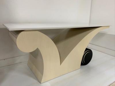 Limed Oak Art Deco Style White Quartz Top Console Table