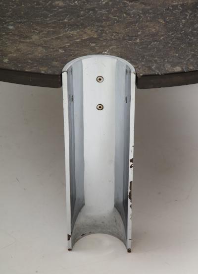 Limestome Chromed Steel Mid Century Coffee Table with Fossils Brazil c 1970