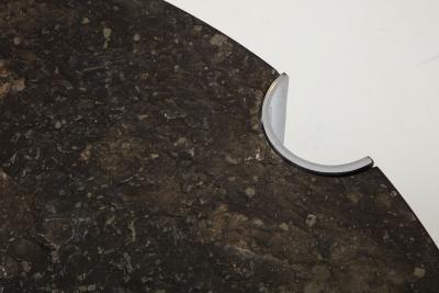 Limestome Chromed Steel Mid Century Coffee Table with Fossils Brazil c 1970