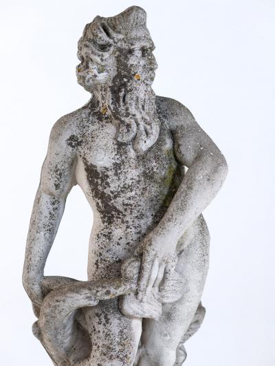 Limestone Garden Figure of Standing Neptune or Poseidon Denmark circa 1930 50