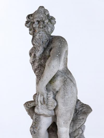 Limestone Garden Figure of Standing Neptune or Poseidon Denmark circa 1930 50