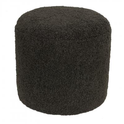Limited Edition Custom Modern Pouf in Black Faux Shearling