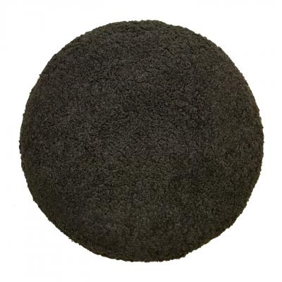 Limited Edition Custom Modern Pouf in Black Faux Shearling