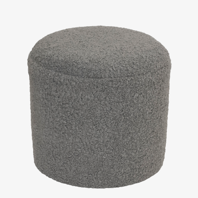 Limited Edition Custom Modern Pouf in Gray Faux Shearling
