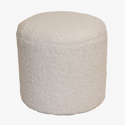 Limited Edition Custom Modern Pouf in White Faux Shearling