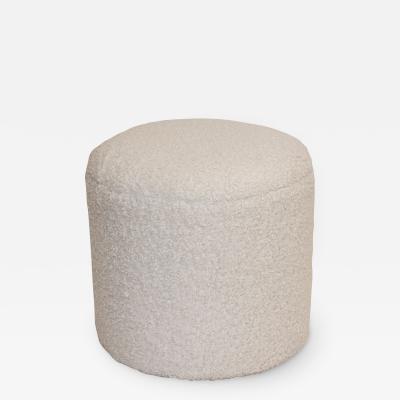 Limited Edition Custom Modern Pouf in White Faux Shearling