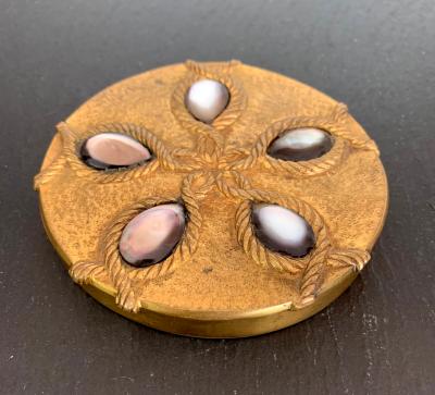 Line Vautrin A Bronze Compact Box by French Art Jeweler Line Vautrin