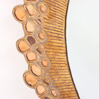 Line Vautrin A Copper Glass Gilt Resin Convex Mirror in manner of Line Vautrin 