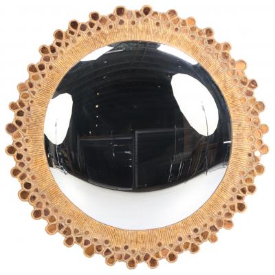 Line Vautrin A Copper Glass Gilt Resin Convex Mirror in manner of Line Vautrin 