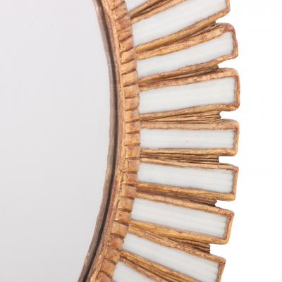 Line Vautrin A Cream Glass Resin Convex Mirror in the manner of Line Vautrin 