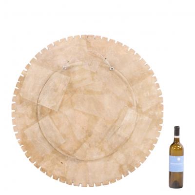 Line Vautrin A Cream Glass Resin Convex Mirror in the manner of Line Vautrin 