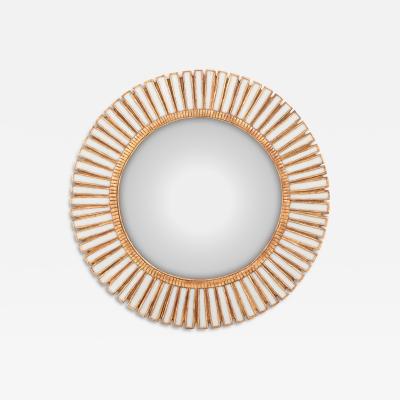 Line Vautrin A Cream Glass Resin Convex Mirror in the manner of Line Vautrin 