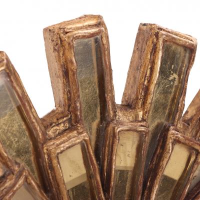 Line Vautrin A Gold Glass and Resin Sunburst Mirror in the Manner of Line Vautrin 