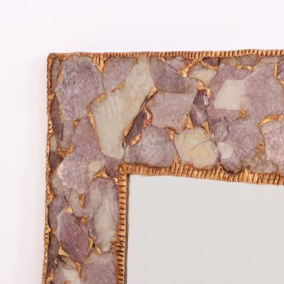 Line Vautrin A Large Pair of Lilac Mica and Gilt Resin Mirrors in manner of Line Vautrin 
