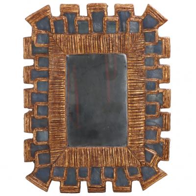 Line Vautrin A Small Geometric Blue Resin Mirror in the manner of Line Vautrin