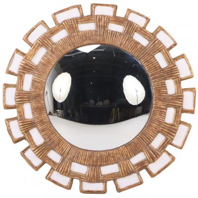 Line Vautrin A Snow White Glass and Resin Mirror in the Manner of Line Vautrin 