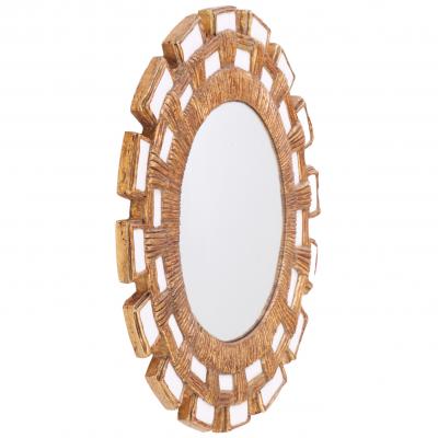 Line Vautrin A Snow White Glass and Resin Mirror in the Manner of Line Vautrin 