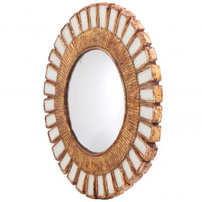 Line Vautrin A White Glass and Resin Mirror in the Manner of Line Vautrin Contemporary 
