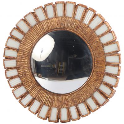 Line Vautrin A White Glass and Resin Mirror in the Manner of Line Vautrin Contemporary 