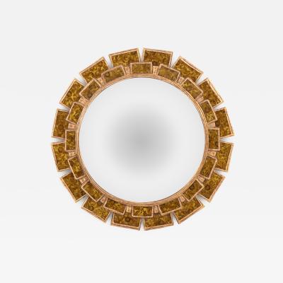 Line Vautrin A Yellow Glass and Resin Convex Mirror in the manner of Line Vautrin 