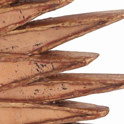 Line Vautrin A large pink glass and resin convex mirror in a Soleil Pointes style 