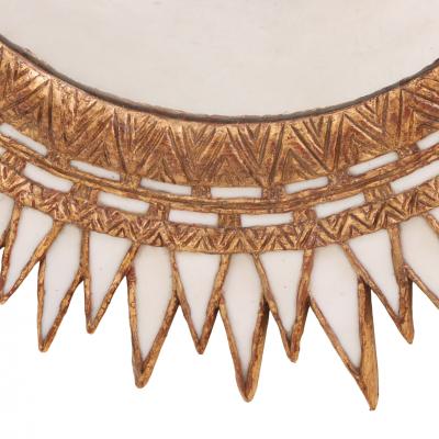 Line Vautrin An Ivory Glass Resin Convex Mirror in the manner of Line Vautrin