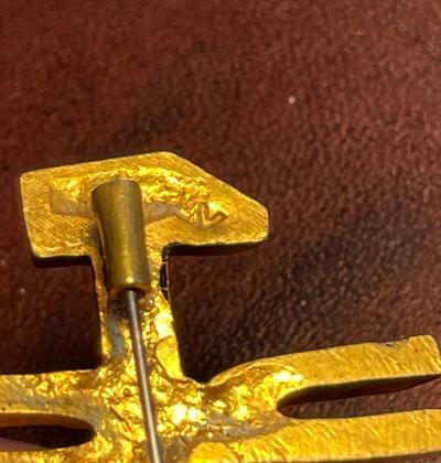 Line Vautrin Articulated Gilt Bronze Brooch Le Travail Dominant le Mond by Line Vautrin