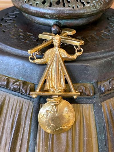 Line Vautrin Articulated Gilt Bronze Brooch Le Travail Dominant le Mond by Line Vautrin