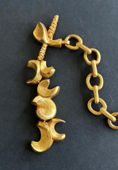 Line Vautrin Bespoken Large French Bronze Chatelain Link Brooch Line Vautrin