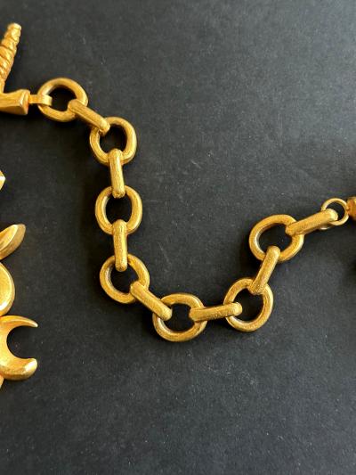 Line Vautrin Bespoken Large French Bronze Chatelain Link Brooch Line Vautrin